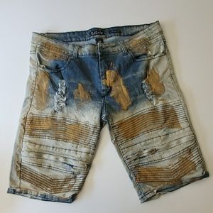 Mens bull denim jean shorts size 36 straight fit
